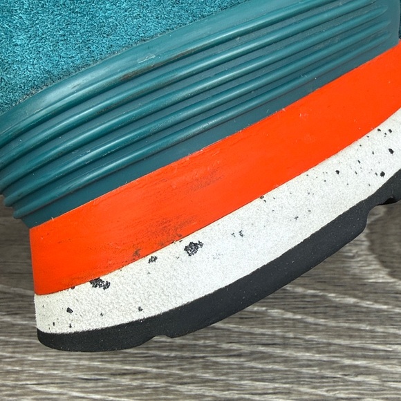 New Balance 574 Mens Sz 6D Harvest Gold Blaze Yellow Teal Cordura Low Sneakers - Picture 13 of 13